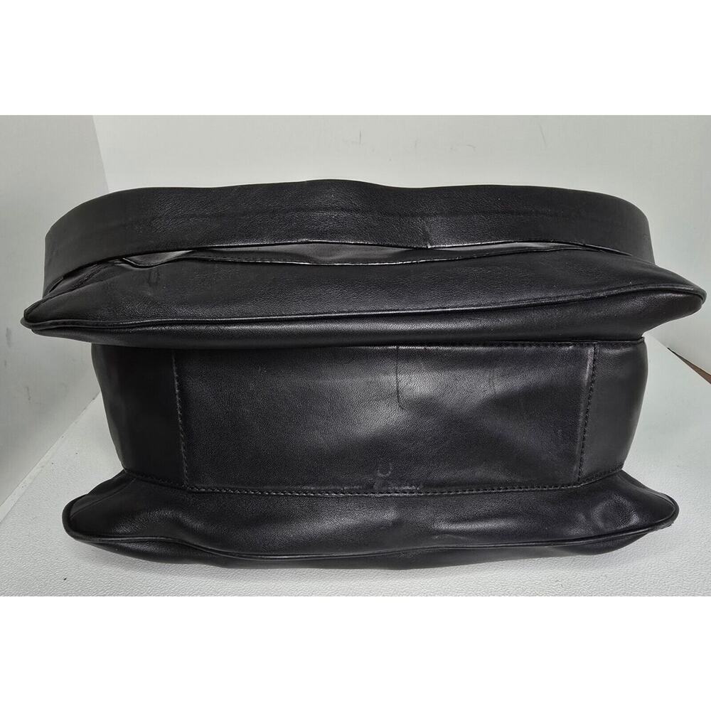 Antonio Melani Classic Black Leather Tote/Shoulder Bag Multi-Pocket